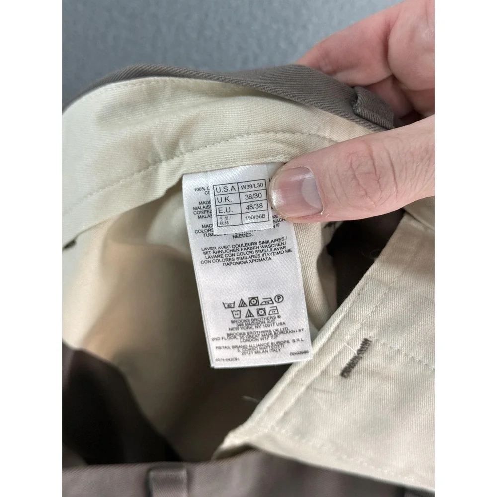Brooks Brothers 346 Pants Mens 38x30 Brown Classic Fit Advantage Chino Clark
